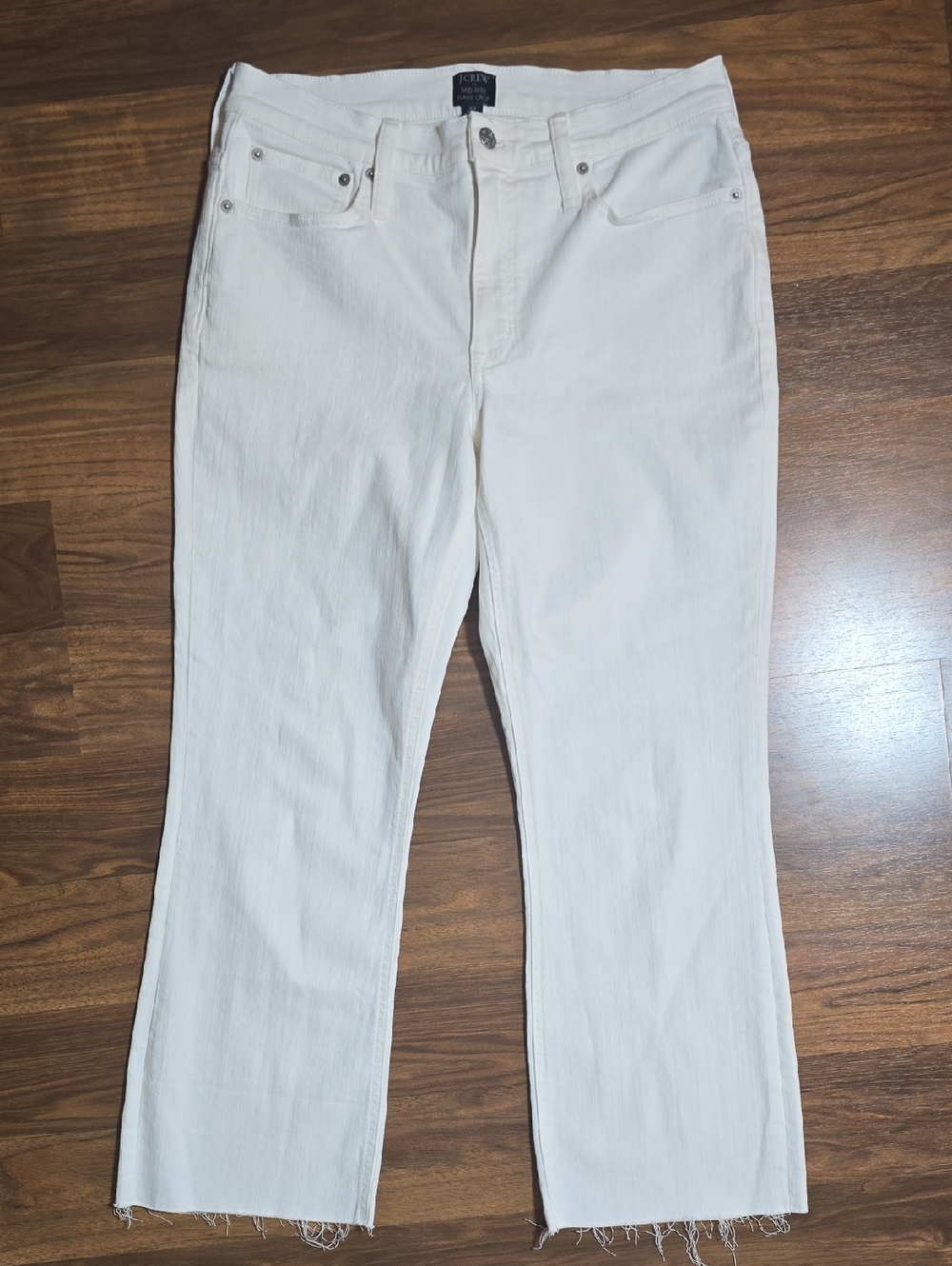 J. Crew Flare Crop White Jean in Signature Stretch